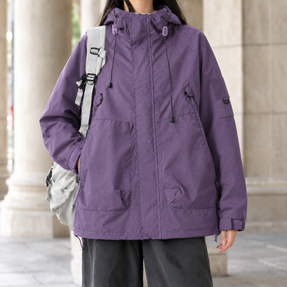 Women’s Relaxed Mid-Length Cotton-Blend Hooded Jacket