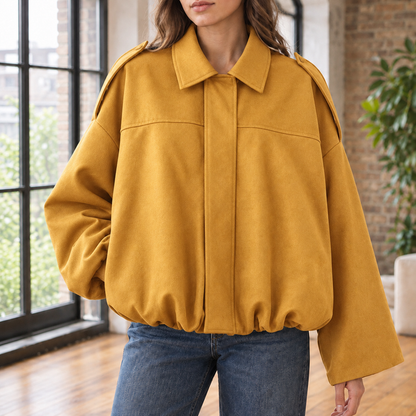 Women’s Cropped Suede Pilot-Style Jacket