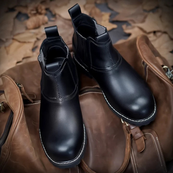 Men’s PU Leather-Style Chelsea Boots with Rubber Sole