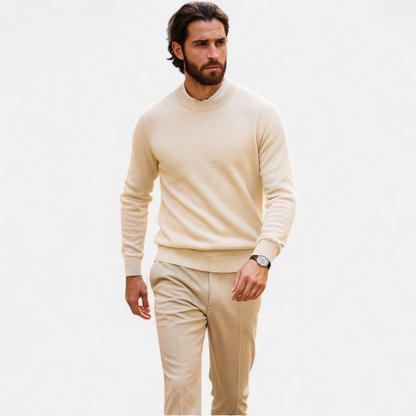 Men’s Soft Cashmere-Wool Relaxed Crew Neck Sweater