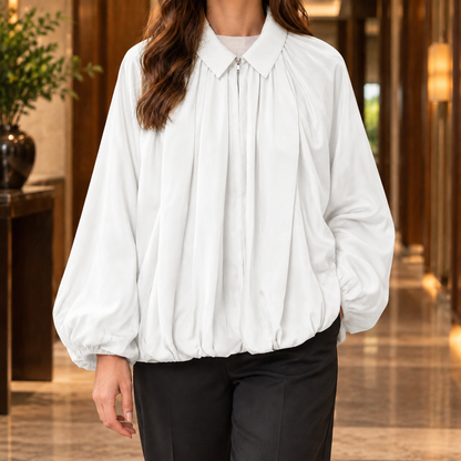 Women’s Oversized Gathered Balloon Zip Jacket