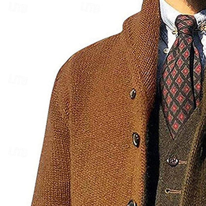 Men’s Color-Block Shawl Collar Button-Front Cardigan