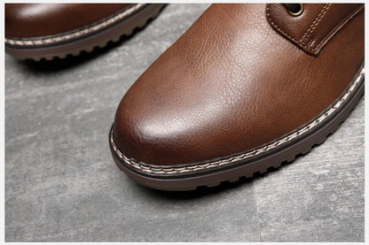 Men’s Business Ankle Boots with Round Toe and Medium Heel