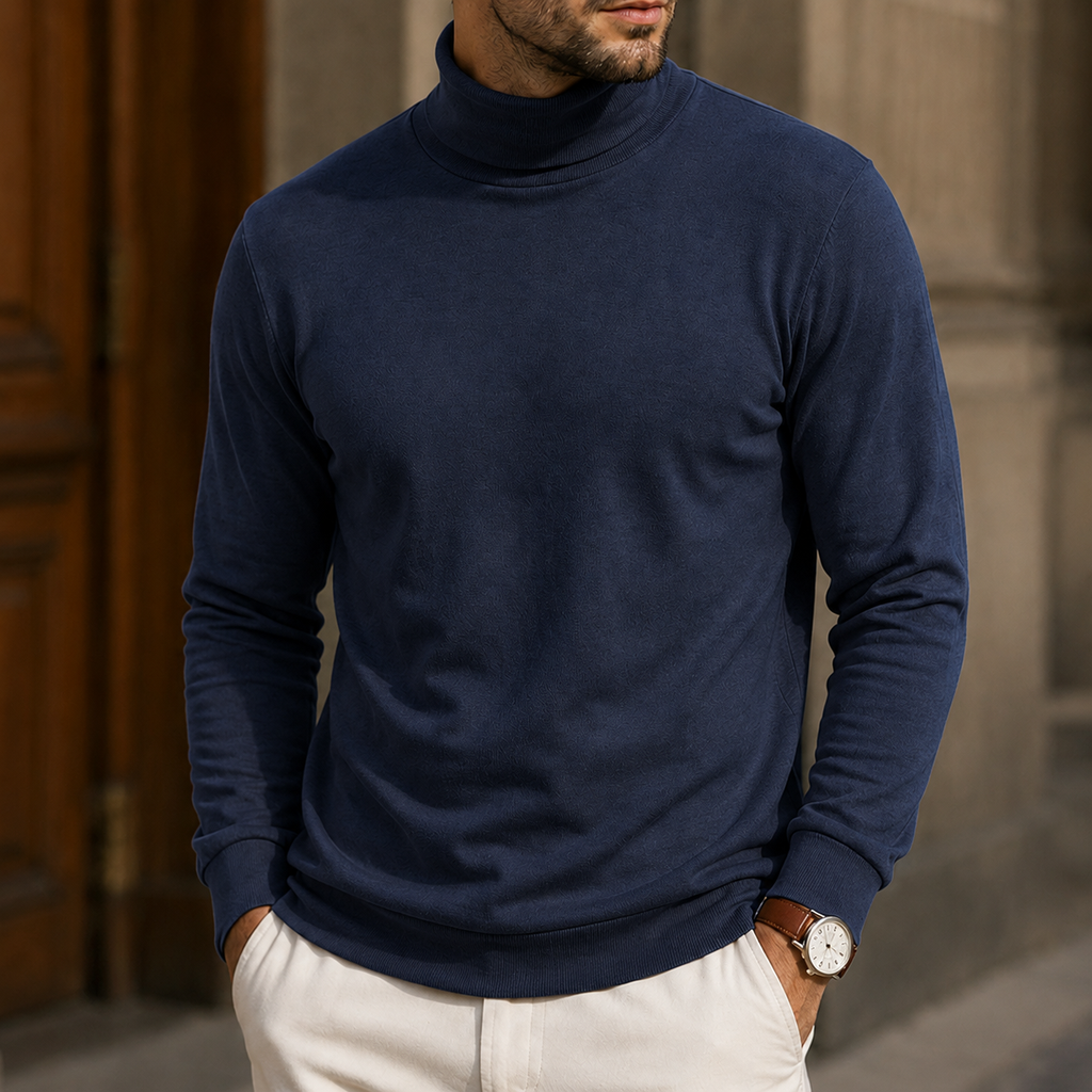Men’s Slim-Fit High-Neck Knit Pullover