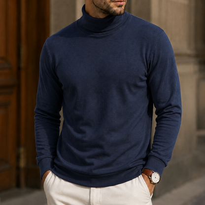 Men’s Slim-Fit High-Neck Knit Pullover