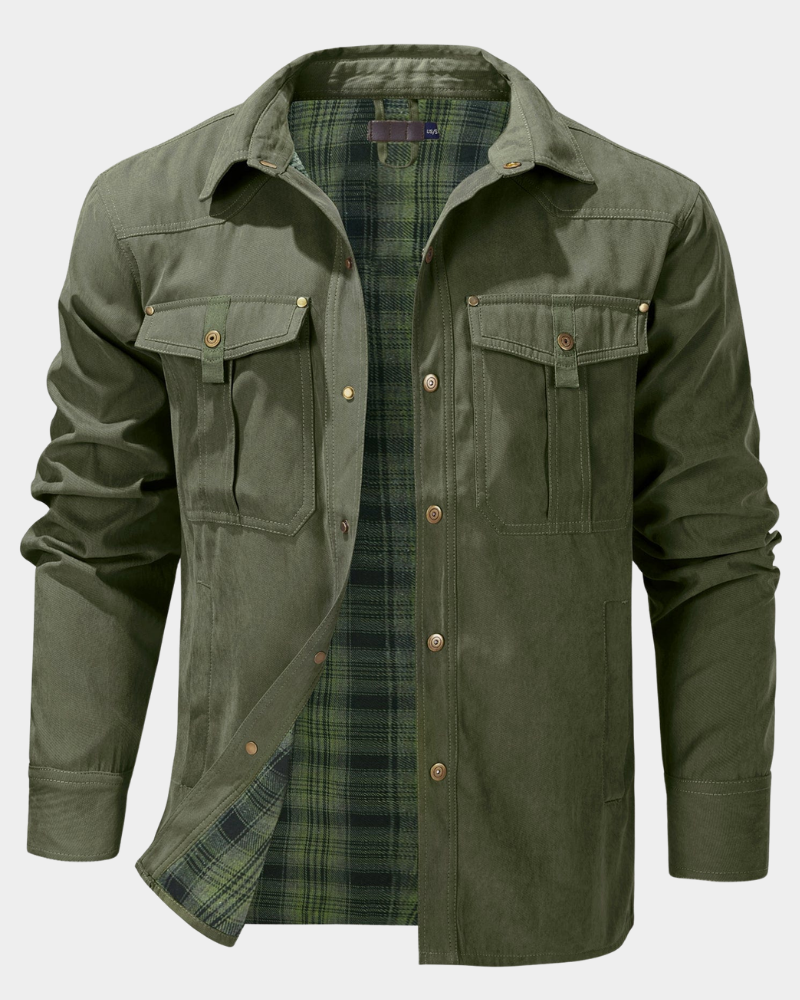 Men’s Flannel-Lined Contrast Yoke Barn Jacket