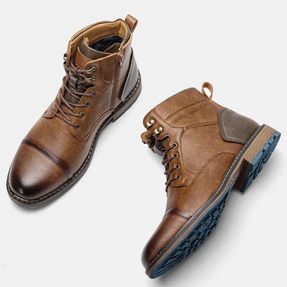 Men’s Leather-Style High-Top Boots with Ankle Support