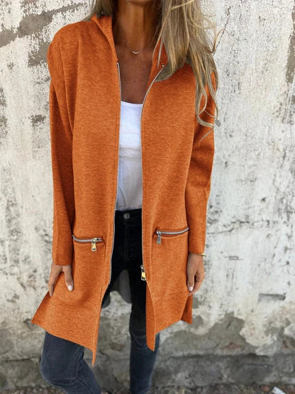 Women’s Longline Hooded Zip-Up Cardigan