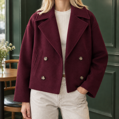 Women’s Cropped Wool-Blend Tailored Jacket