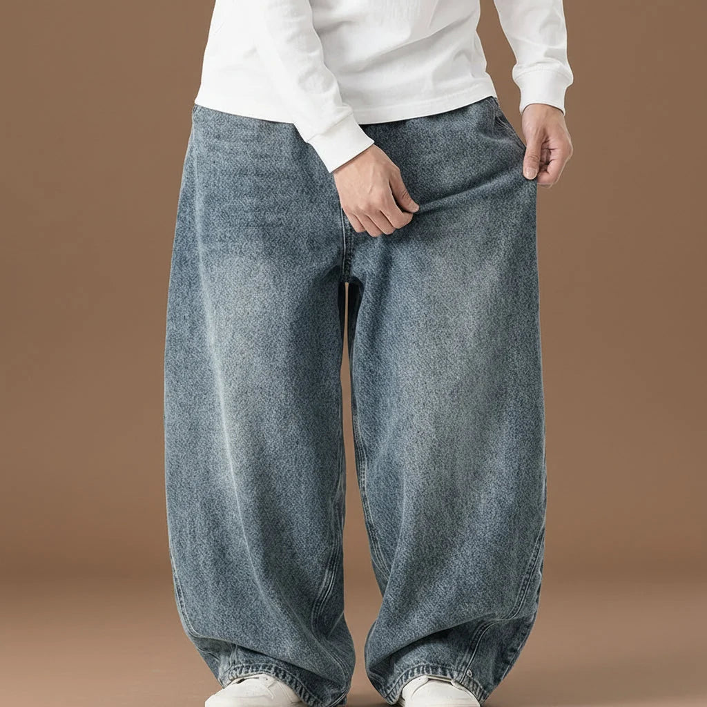 Men’s Oversized Heavyweight Denim Pants in Black
