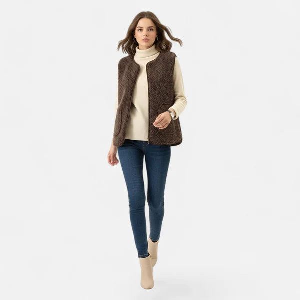 Women’s Plush Cashmere-Blend Sleeveless Button-Front Knit Vest