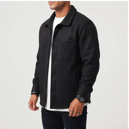 Men’s Brushed Wool Blend Button-Front Jacket