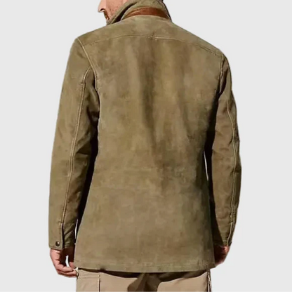 Men’s Vintage Suede-Style Layered Collar Button Coat
