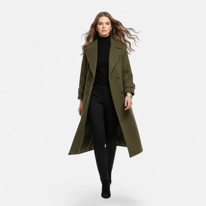 Women’s Slim Double-Breasted Cashmere-Blend Winter Coat