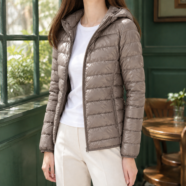 Women’s Padded Cashmere Hooded Zip Jacket