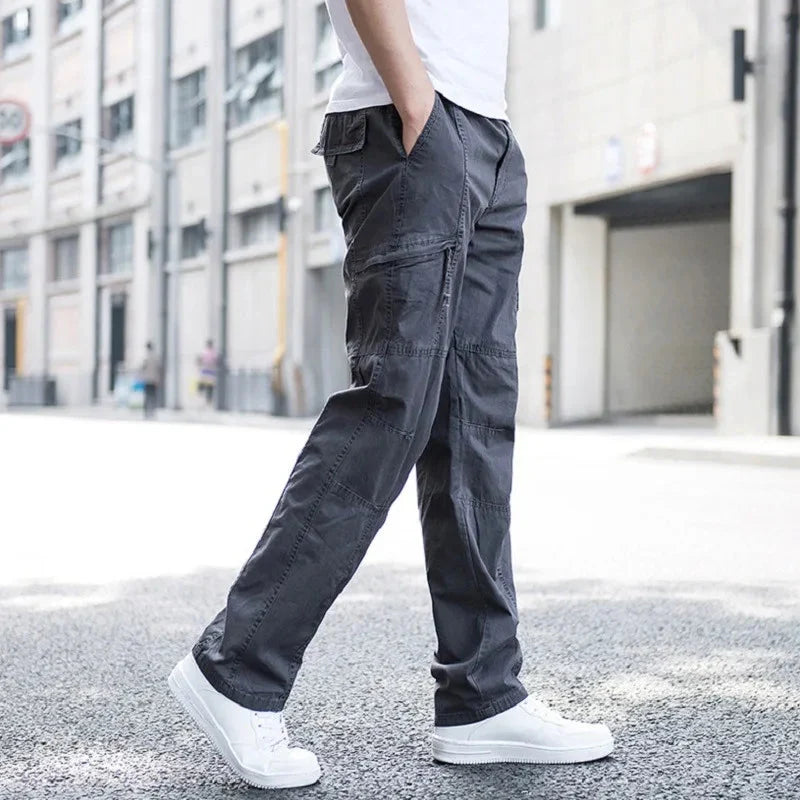 Men’s Stretch Cotton Cargo Pants with Utility Pockets
