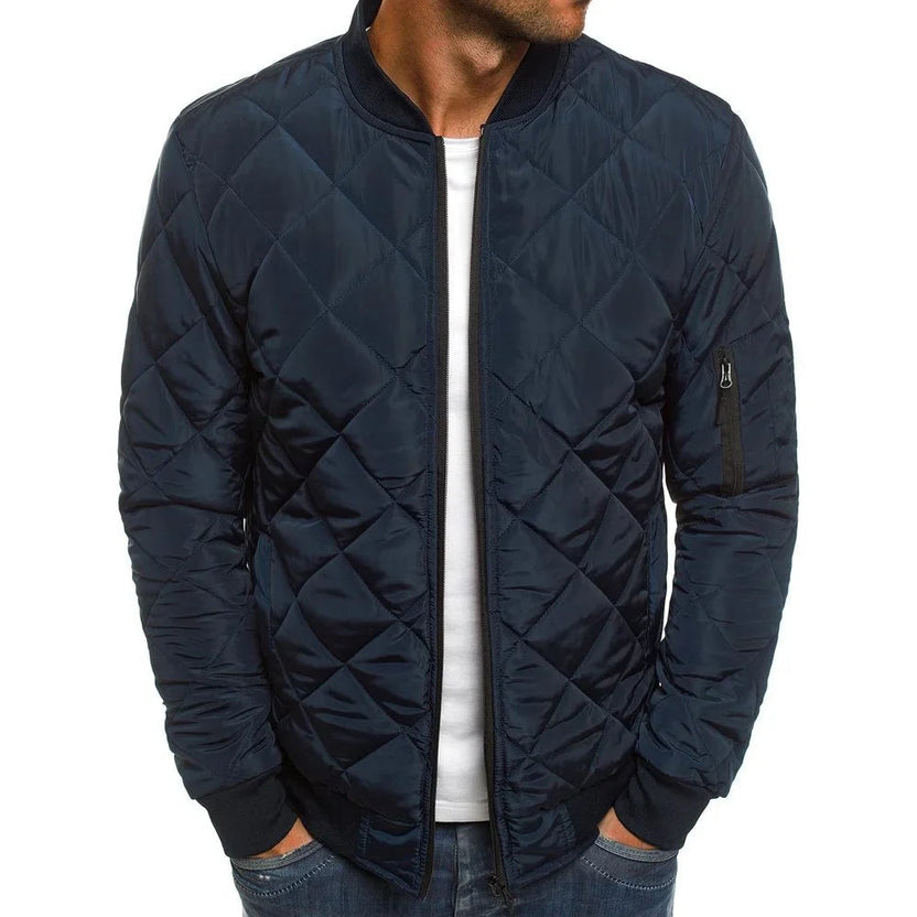 Men’s Quilted Ribbed-Trim Bomber Jacket