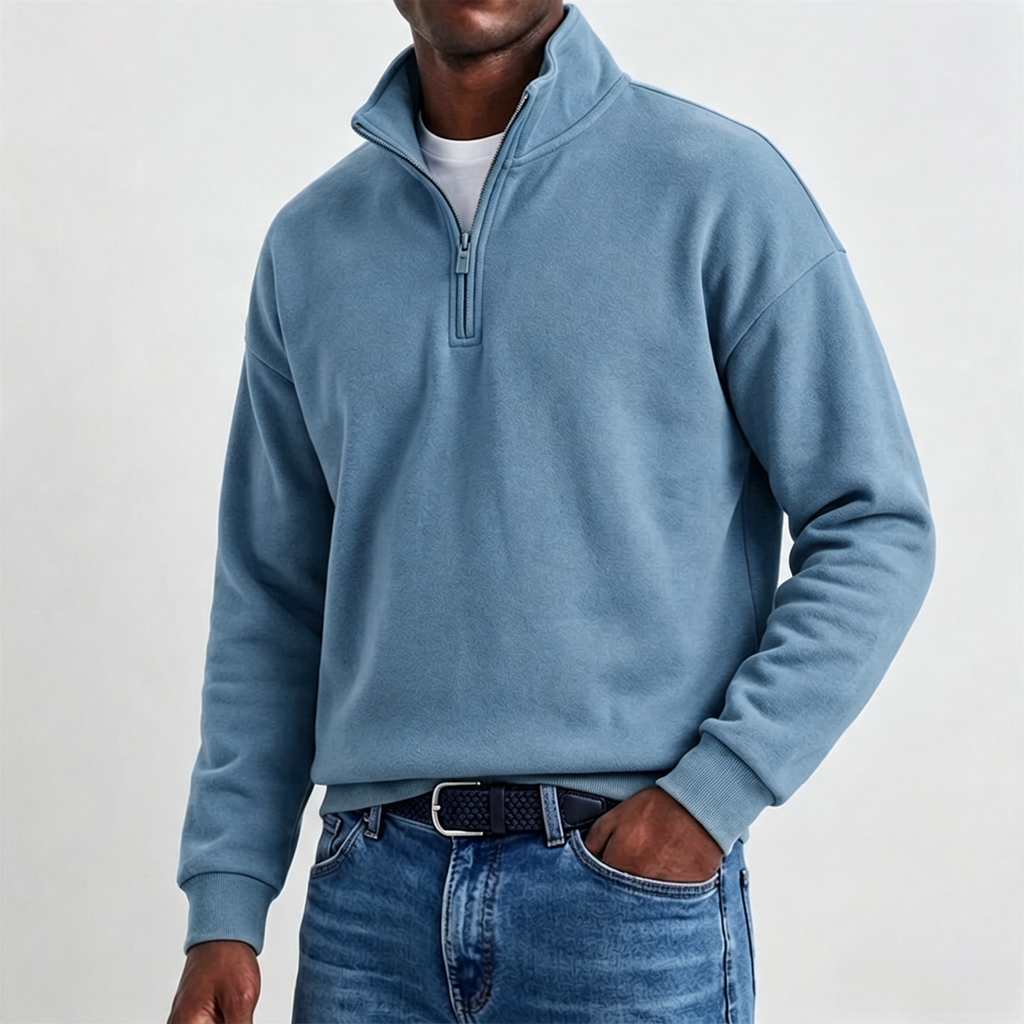 Men’s Cotton-Cashmere Relaxed Quarter-Zip Sweatshirt