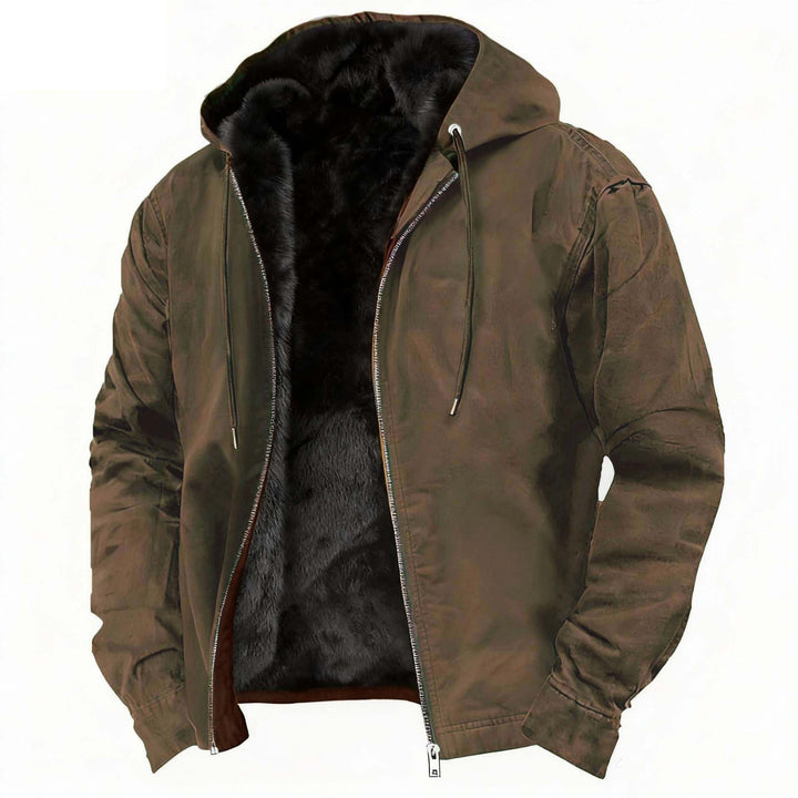 Men's Faux Fur-Lined Full-Zip Winter Coat