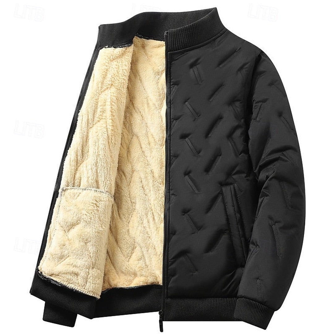Men’s Textured Quilted Ribbed Bomber Jacket