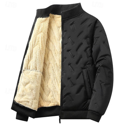 Men’s Textured Quilted Ribbed Bomber Jacket