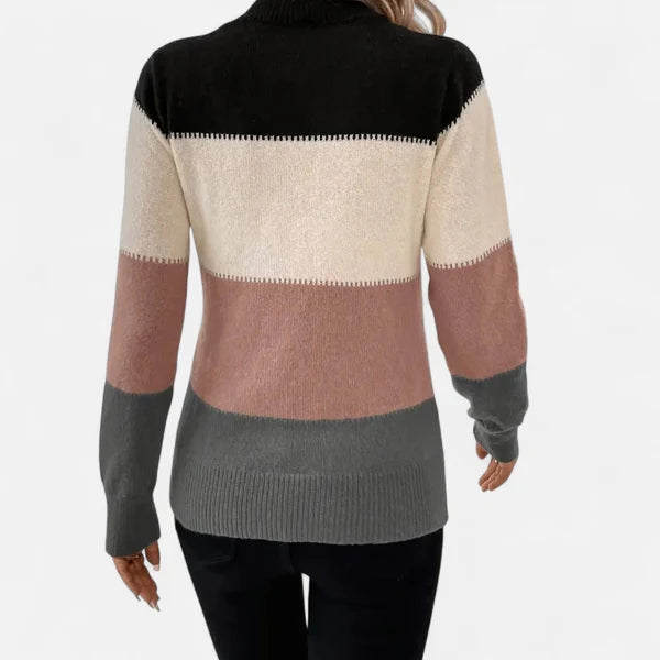 Women’s Lightweight Striped Crew Neck Stretch Knit Sweater