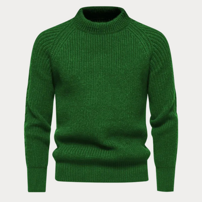 Men’s Textured Ribbed Mock-Neck Pullover Sweater