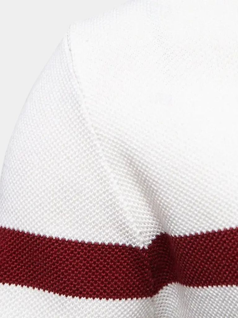 Men’s Cotton-Blend Quarter-Zip Stand Collar Pullover
