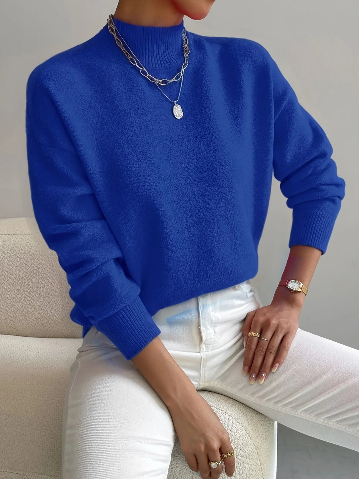 Women’s High-Collar Straight Knit Sweater