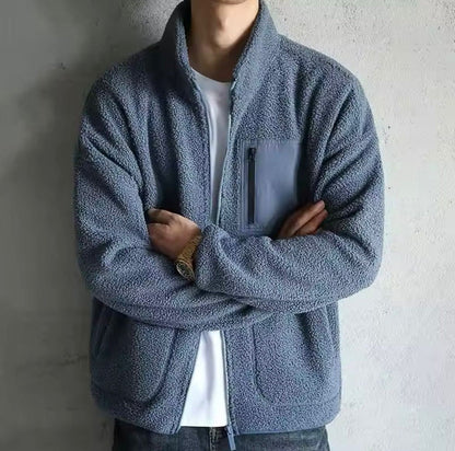 Men’s Plush Fleece High-Collar Zip Jacket