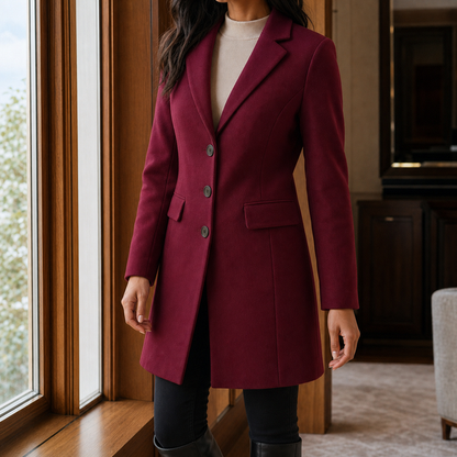 Women’s Wool Blend Fitted Flared Coat