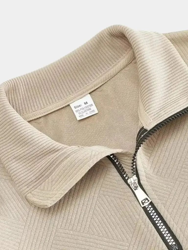 Men’s Embroidered Quarter-Zip Henley Knit Pullover