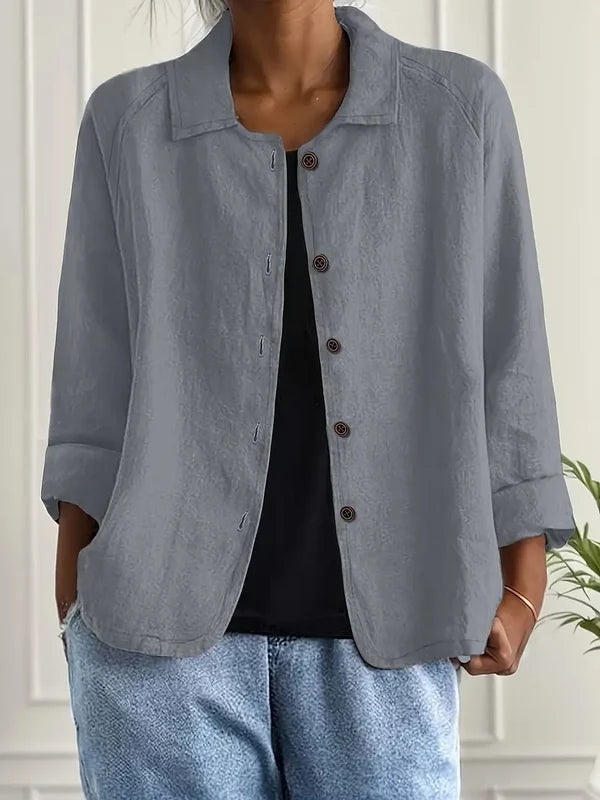 Women’s Relaxed Collared Button-Front Layering Cardigan