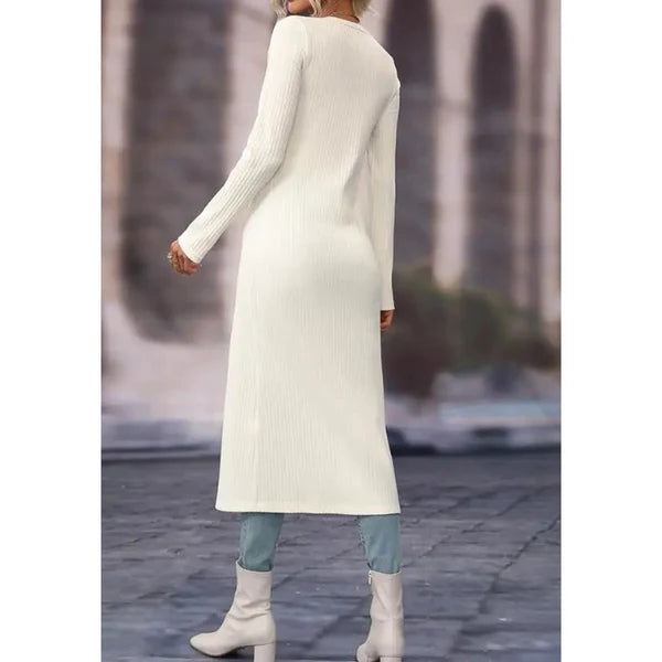 Women’s Longline V-Neck Jacket with Button Front