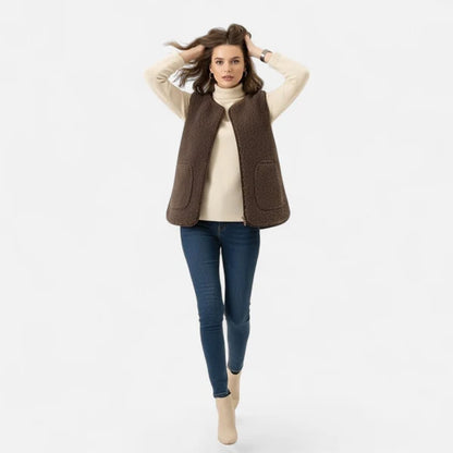 Women’s Plush Cashmere-Blend Sleeveless Button-Front Knit Vest