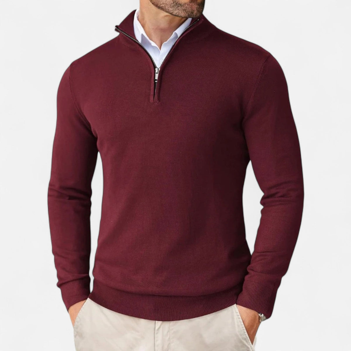 Men’s Lightweight Tailored Zip-Up Knit Sweater