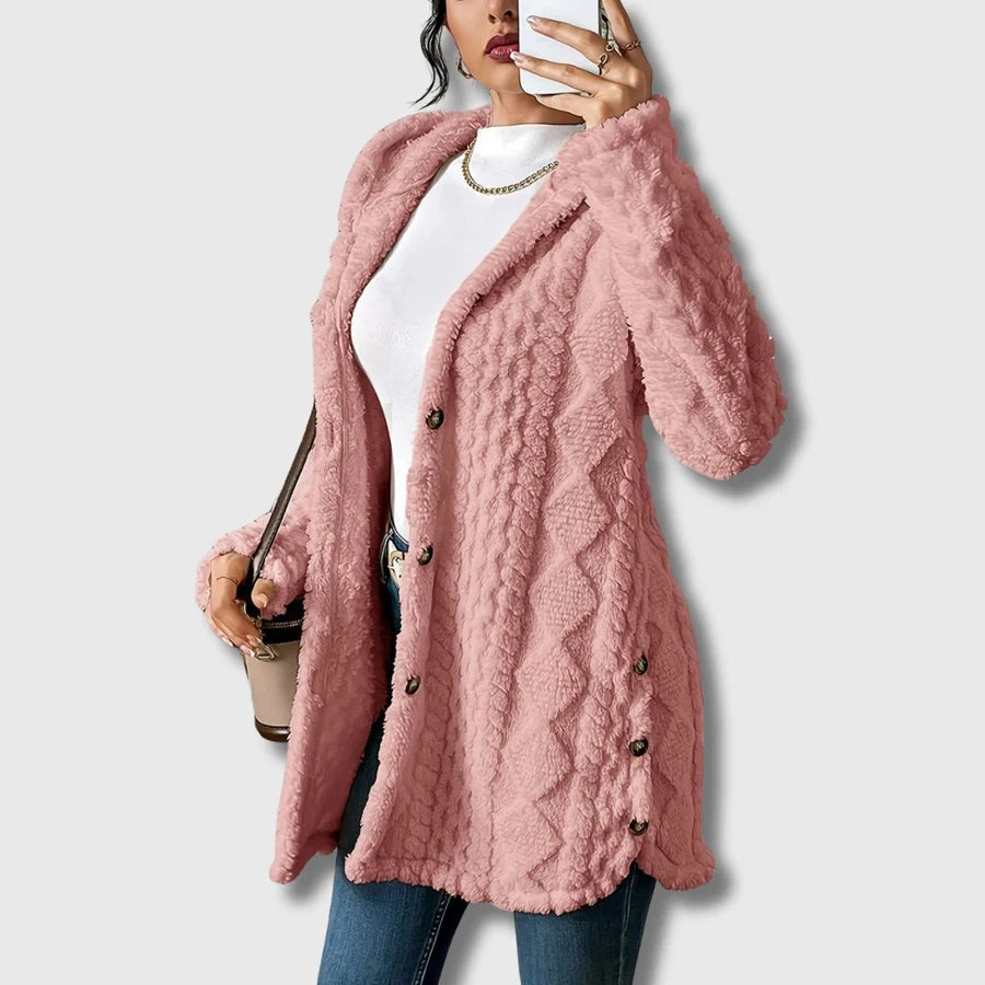 Women’s Soft Teddy Coat with Cozy Hood and Relaxed Fit
