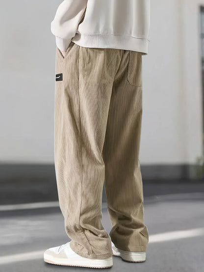 Men’s Relaxed Cotton Corduroy Pants with Drawstring Waist