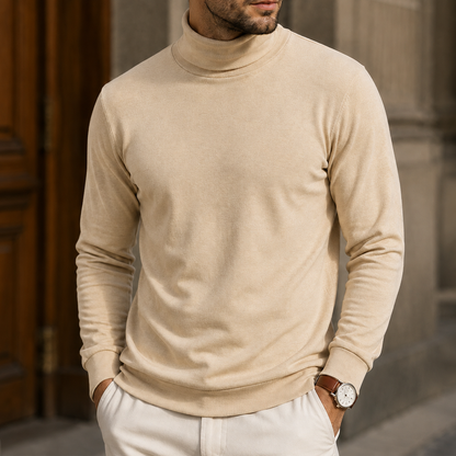 Men’s Slim-Fit High-Neck Knit Pullover