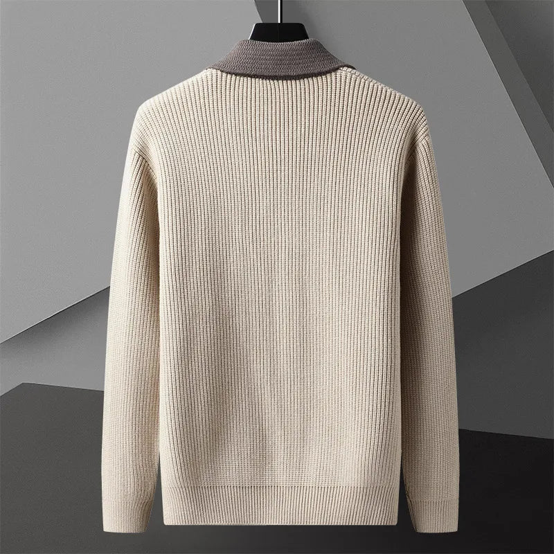 Men’s Two-Tone Button-Front Knit Cardigan