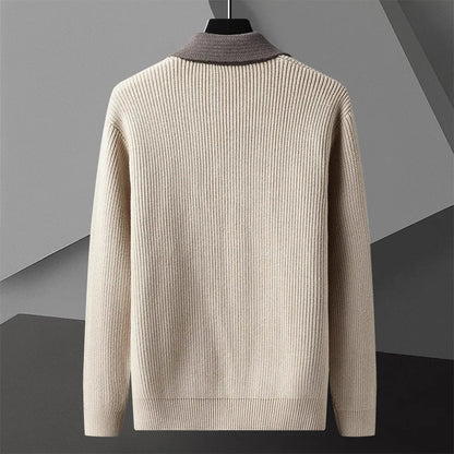 Men’s Two-Tone Button-Front Knit Cardigan