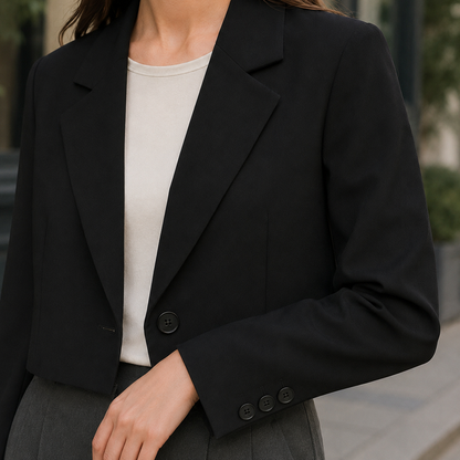 Women’s Cropped Relaxed Blazer with Wide Lapels