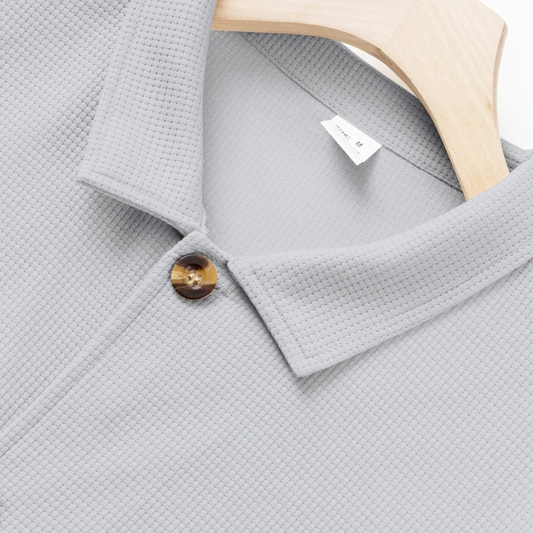 Men’s Textured Relaxed-Fit Lapel Button Jacket