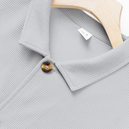 Men’s Textured Relaxed-Fit Lapel Button Jacket