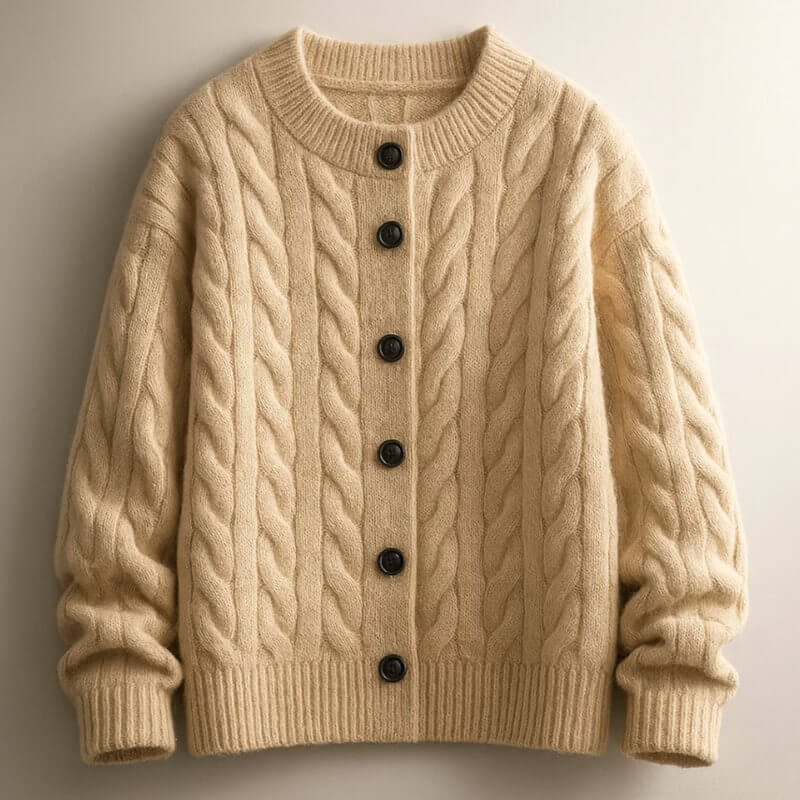 Men’s Wool-Knit Shawl Collar Button Cardigan Coat