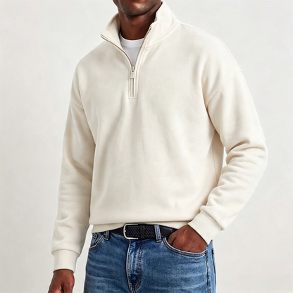 Men’s Cotton-Cashmere Relaxed Quarter-Zip Sweatshirt