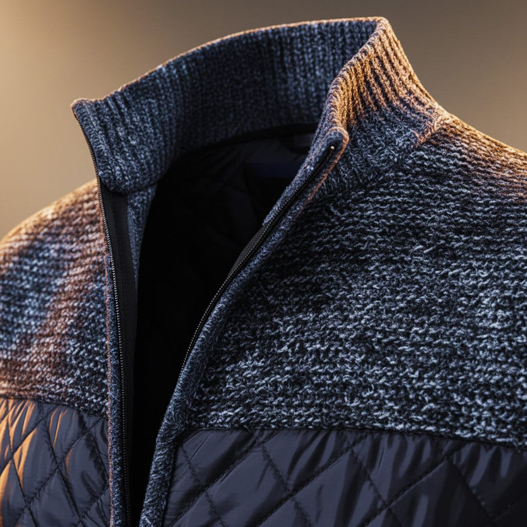 Men’s Chenille Knit Quilted Zip-Front Jacket