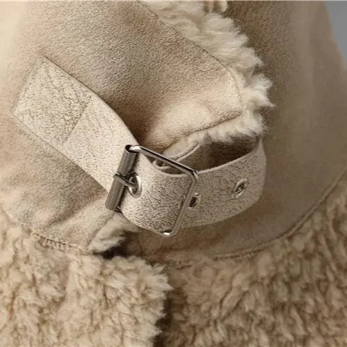 Women’s Plush Shearling Jacket with Oversized Patch Pockets