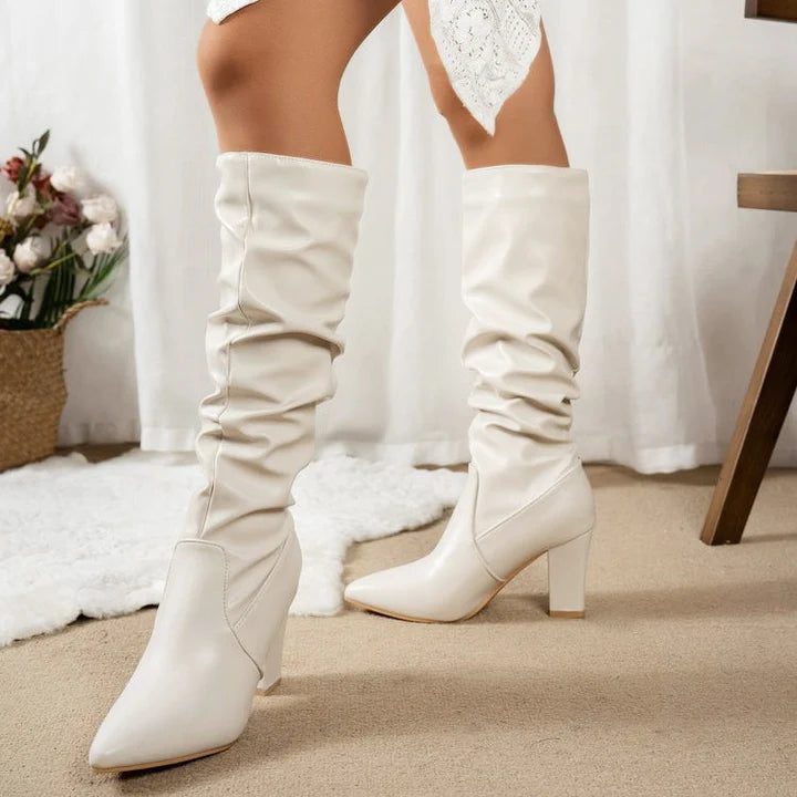 Women’s Slouch Knee-High Boots with Chunky Block Heel