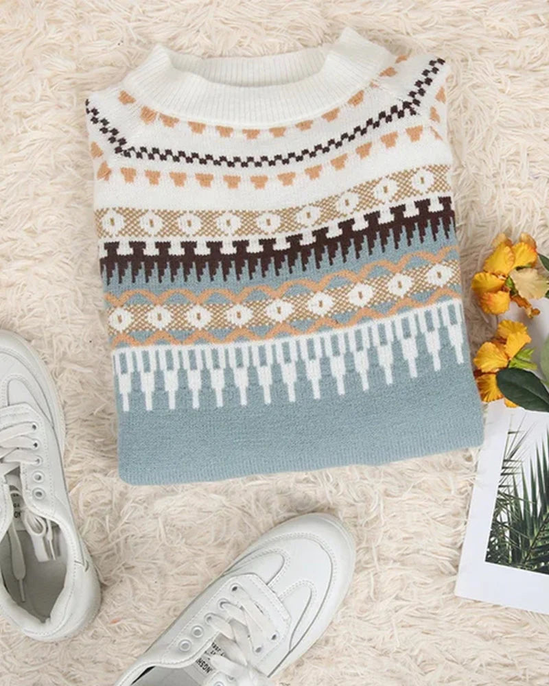 Women’s Scandinavian Pattern Relaxed Knit Sweater